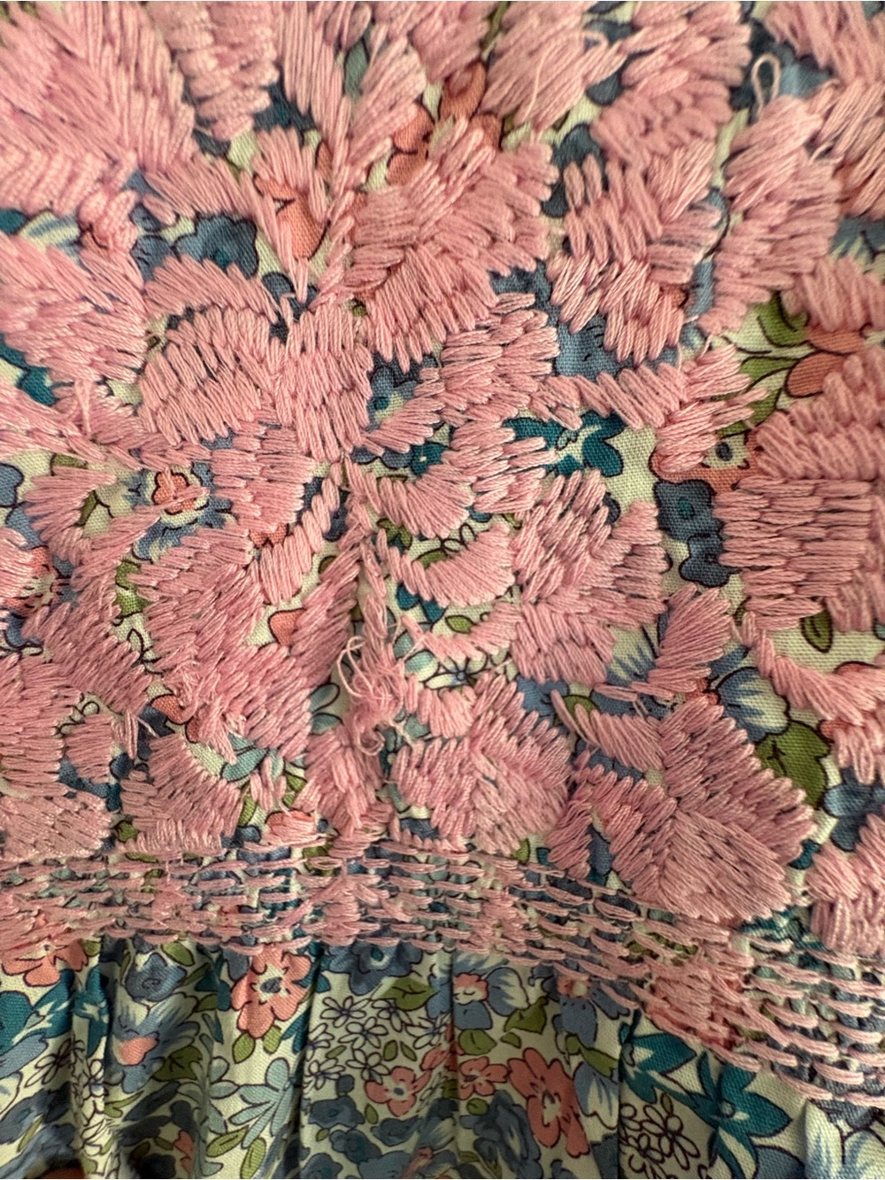 J. Marie Pink & Blue Floral Lace-Trim Flutter Sleeve Blouse - Picture 3 of 4